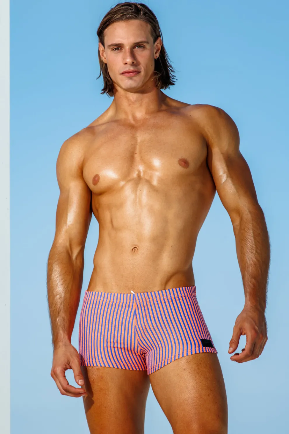 Orange/Navy Stripe Squarecut