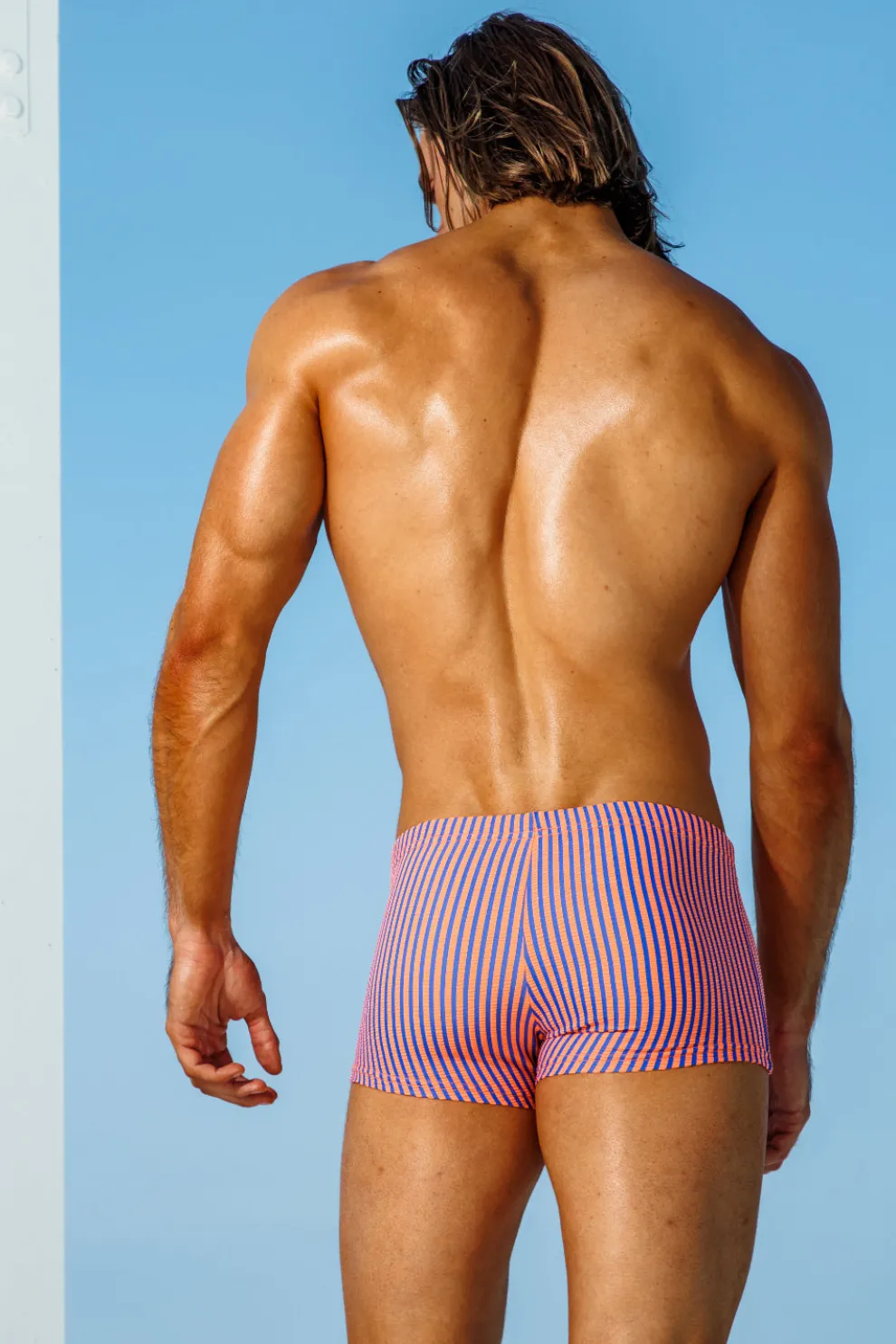 Orange/Navy Stripe Squarecut