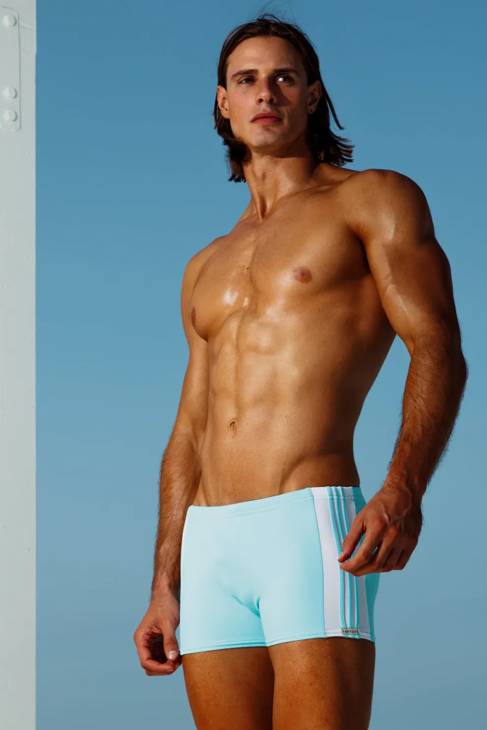 Stripe Squarecut - Aqua/Wht