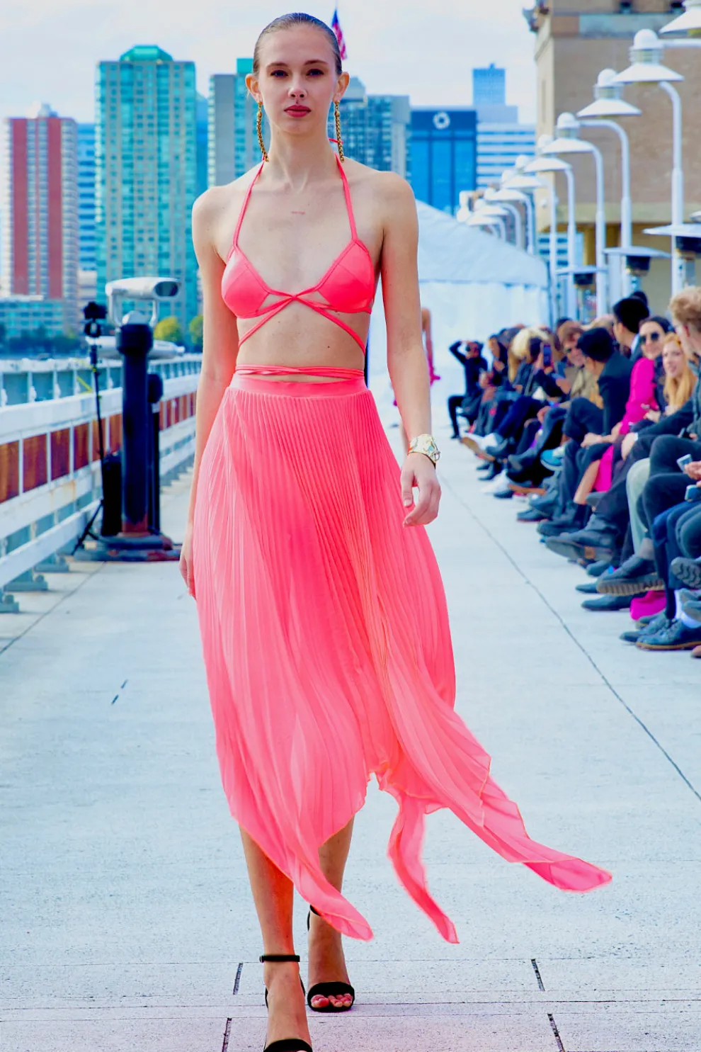 Asymmetrical Pink Pleated Skirt
